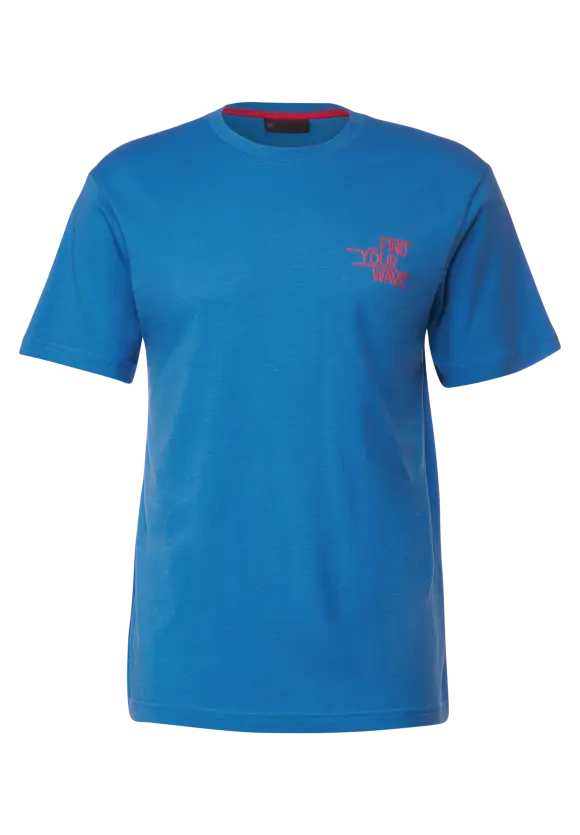 T-Shirt mit Brustprint - sonic blue
