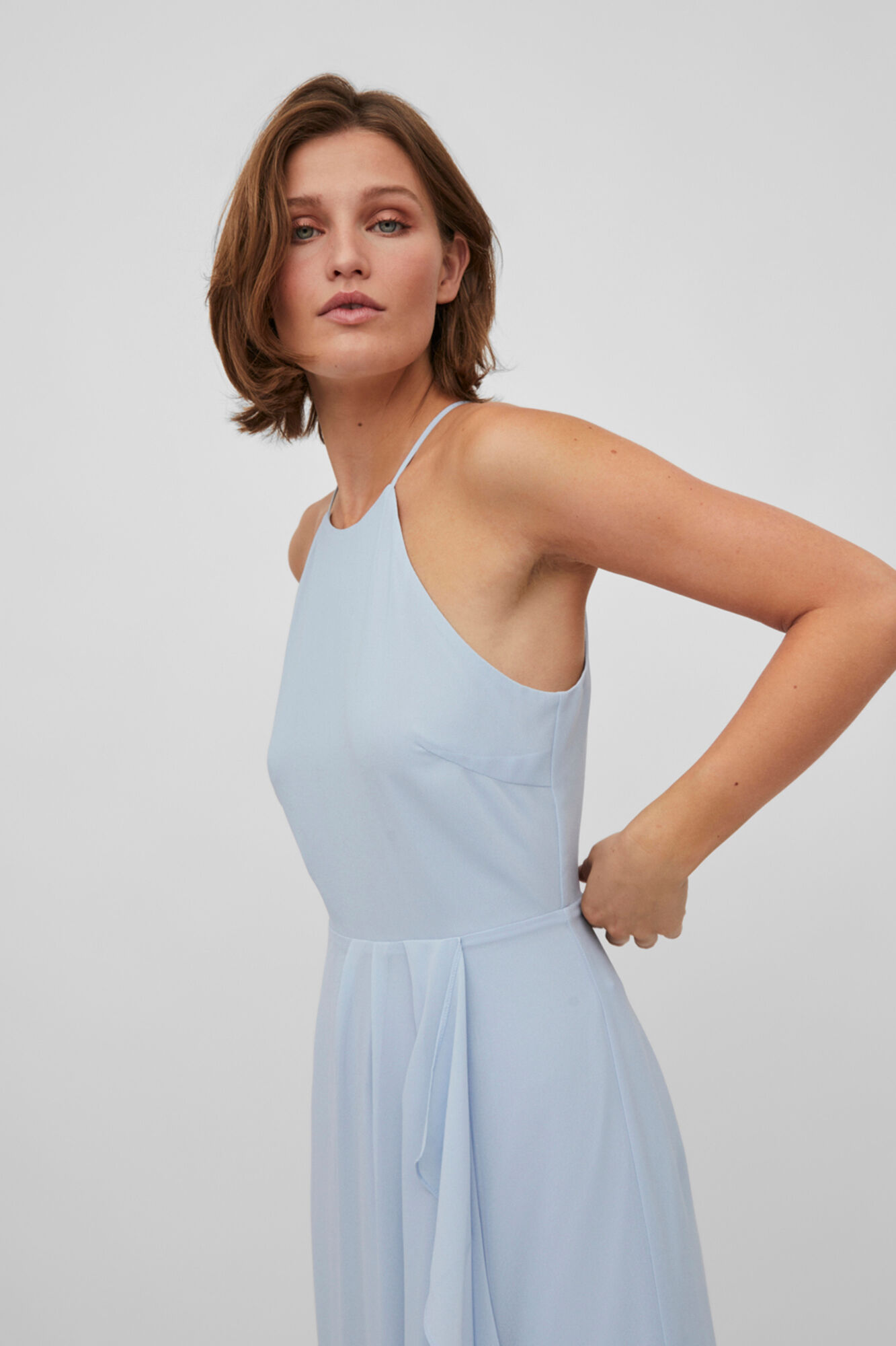 Vestido com decote halter - Azul