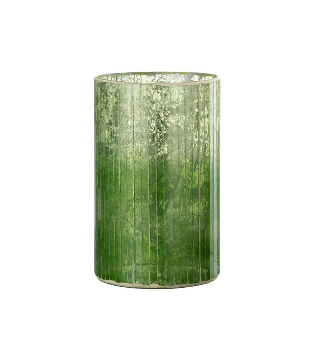 Paris Prix - Photophore Design lignes Verre 21cm Vert