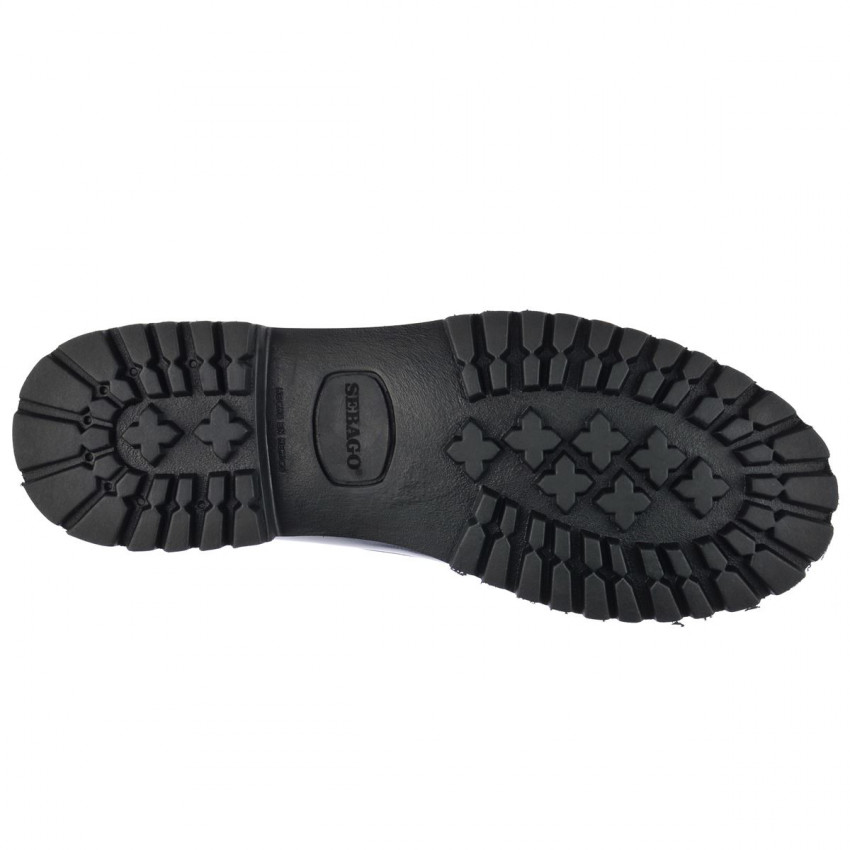DAN LUG BLACK MOCASSIN-Mocassin semelle crantée pour femme en cuir coloris noir