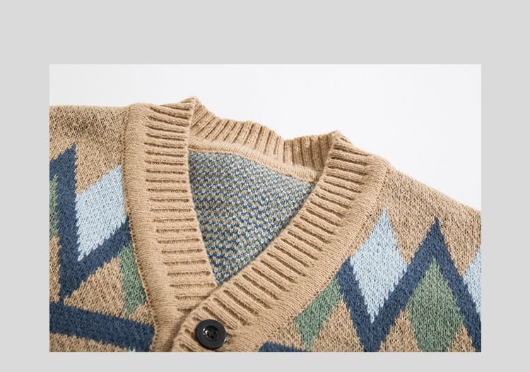Yelmenor - Oversized vest met V-hals en patroon