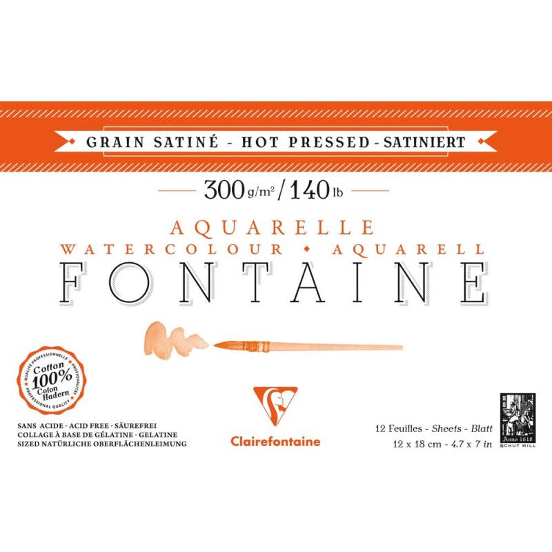 Fontaine bloc collé 1 côté 12F 12x18cm 300g grain satiné