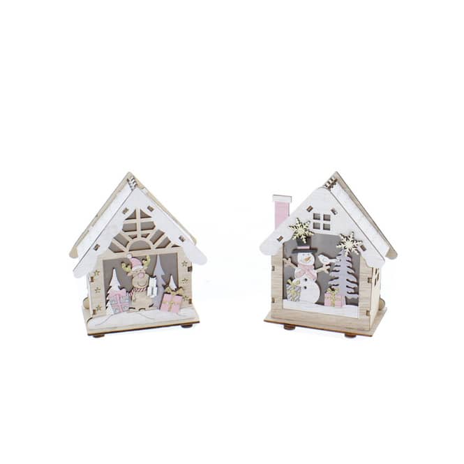 Haus mit LED - ca. 11 x 5,5 x 12,5 cm - 1 Stück