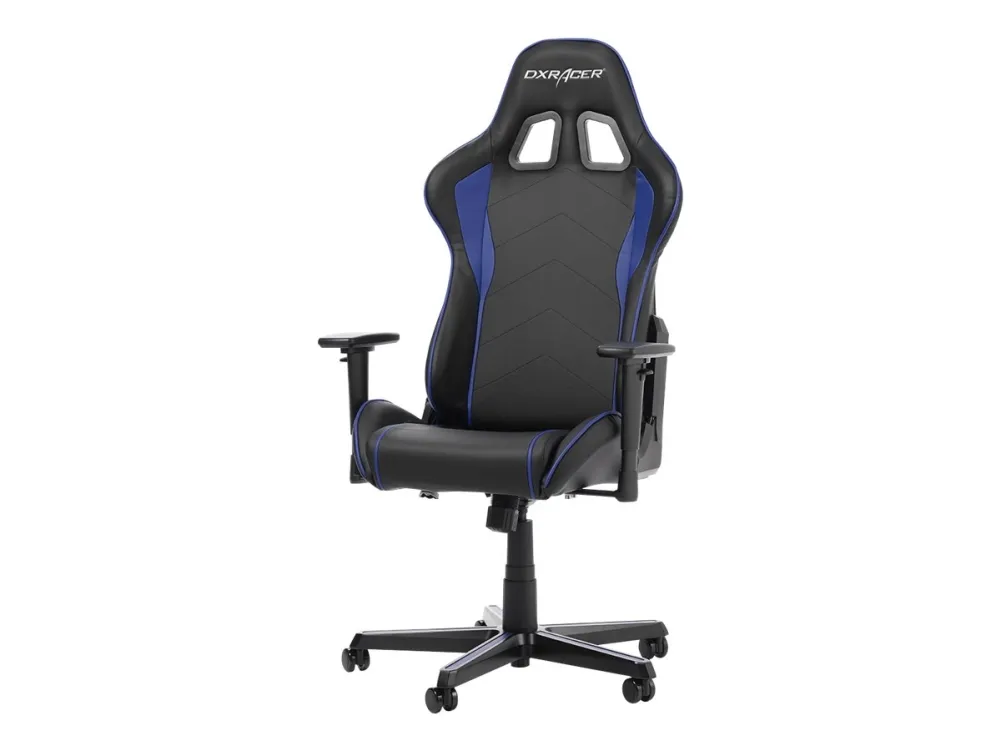 DXRacer Formula Series F08-NI - Stol - armstøtter - T-formet - vippe - drejeled - polyuretan-læder, højdensitets koldskum - indigo