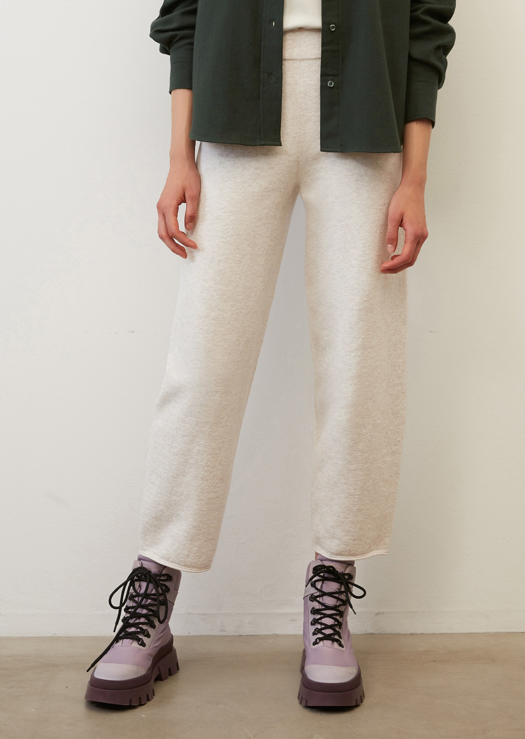 Softe Strickhose cropped aus Cotton Wool Stretch