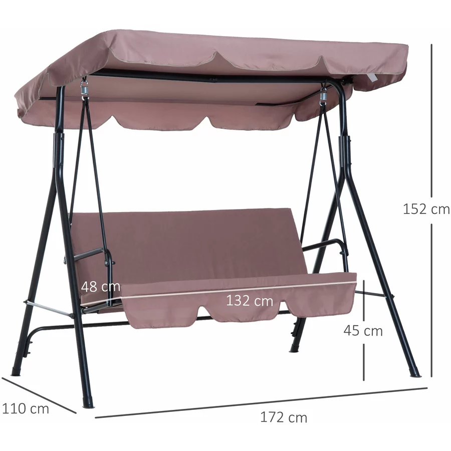 Outsunny Hollywoodschaukel als 3-Sitzer braun