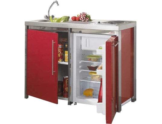 MODERNA - Kitchenette complète METALLINE 120x60 Rouge Carmin
