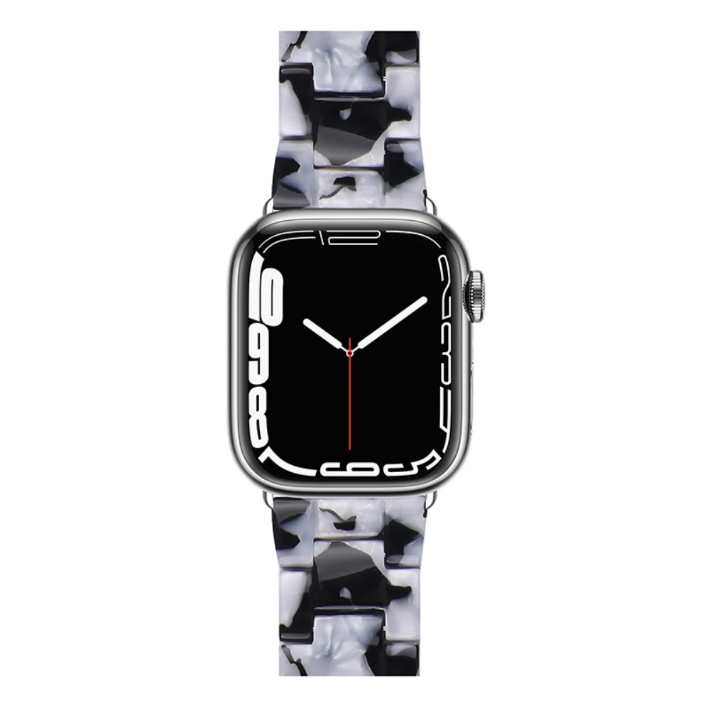 Apple Watch (42/41/40/38 mm) Resin Armband mit Faltschliesse - Schwarz / Weiss