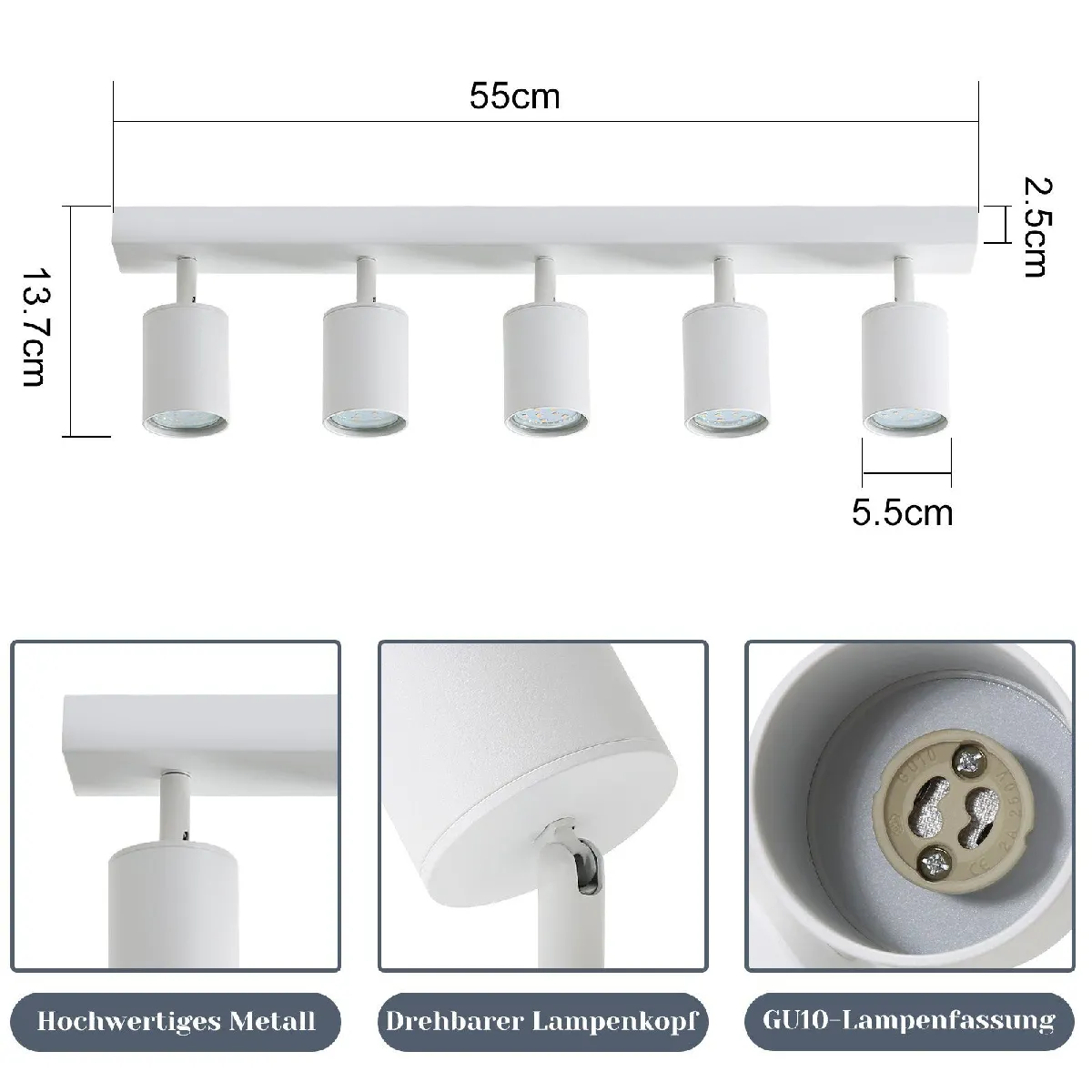 ZMH Lampe Pendante Vintage - Blanc/Noir