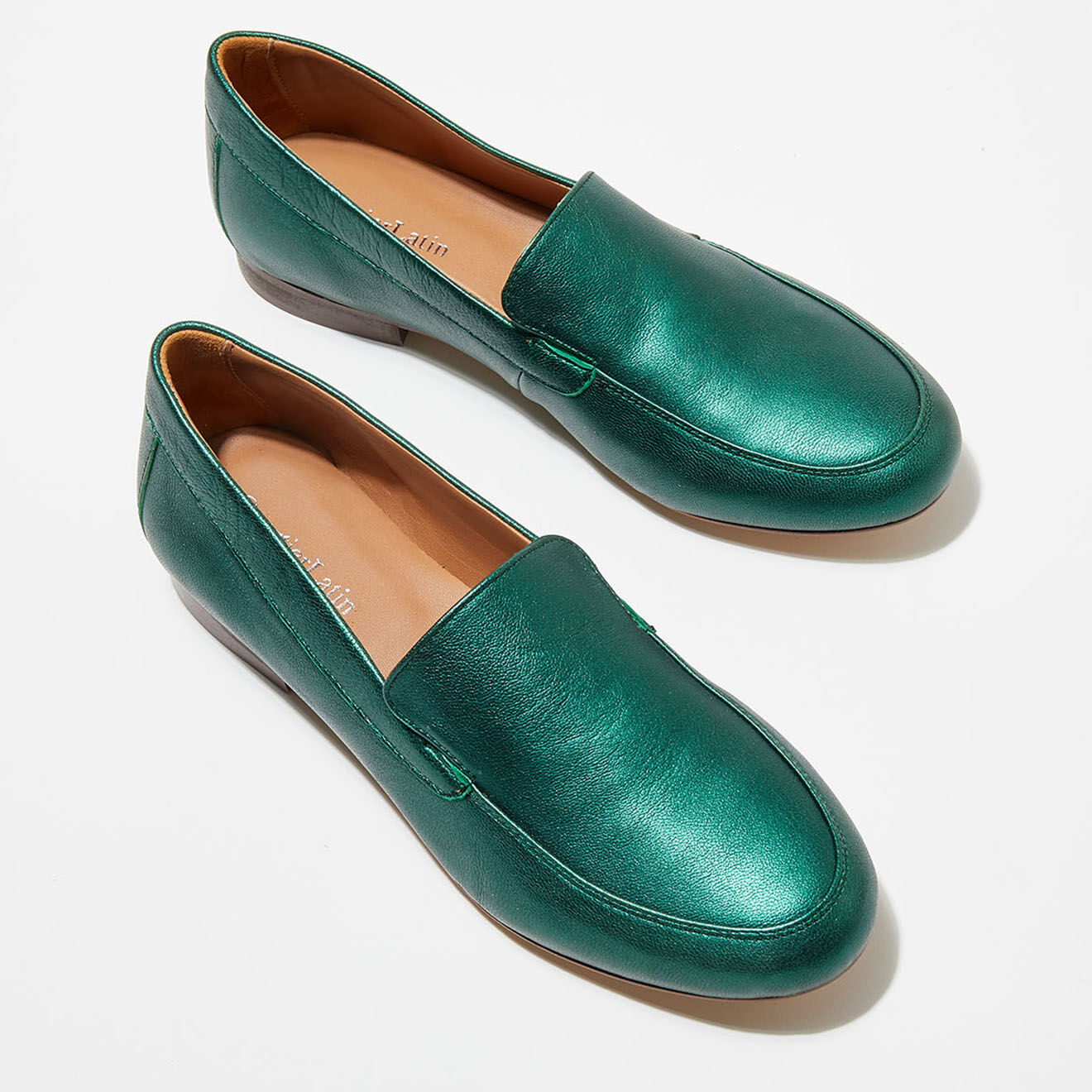 Quartier Latin Mocassins en Cuir Love irisés vert forêt