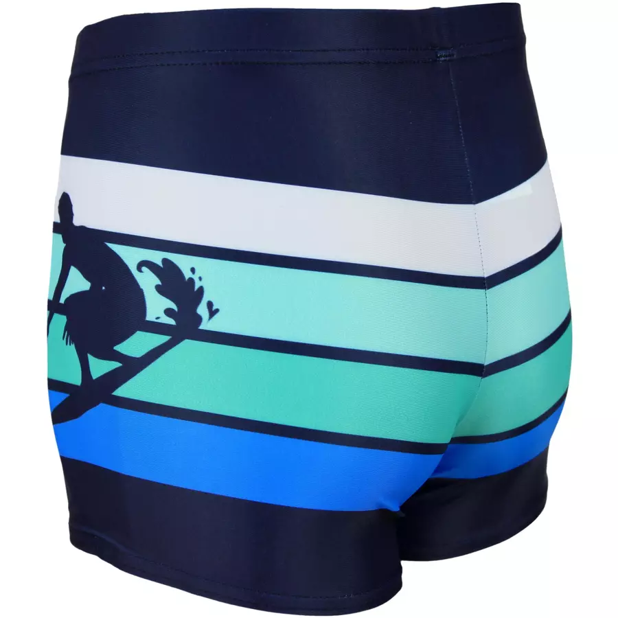 Aquarti Jungen Badehose Gestreift mit Motiven grünweiß