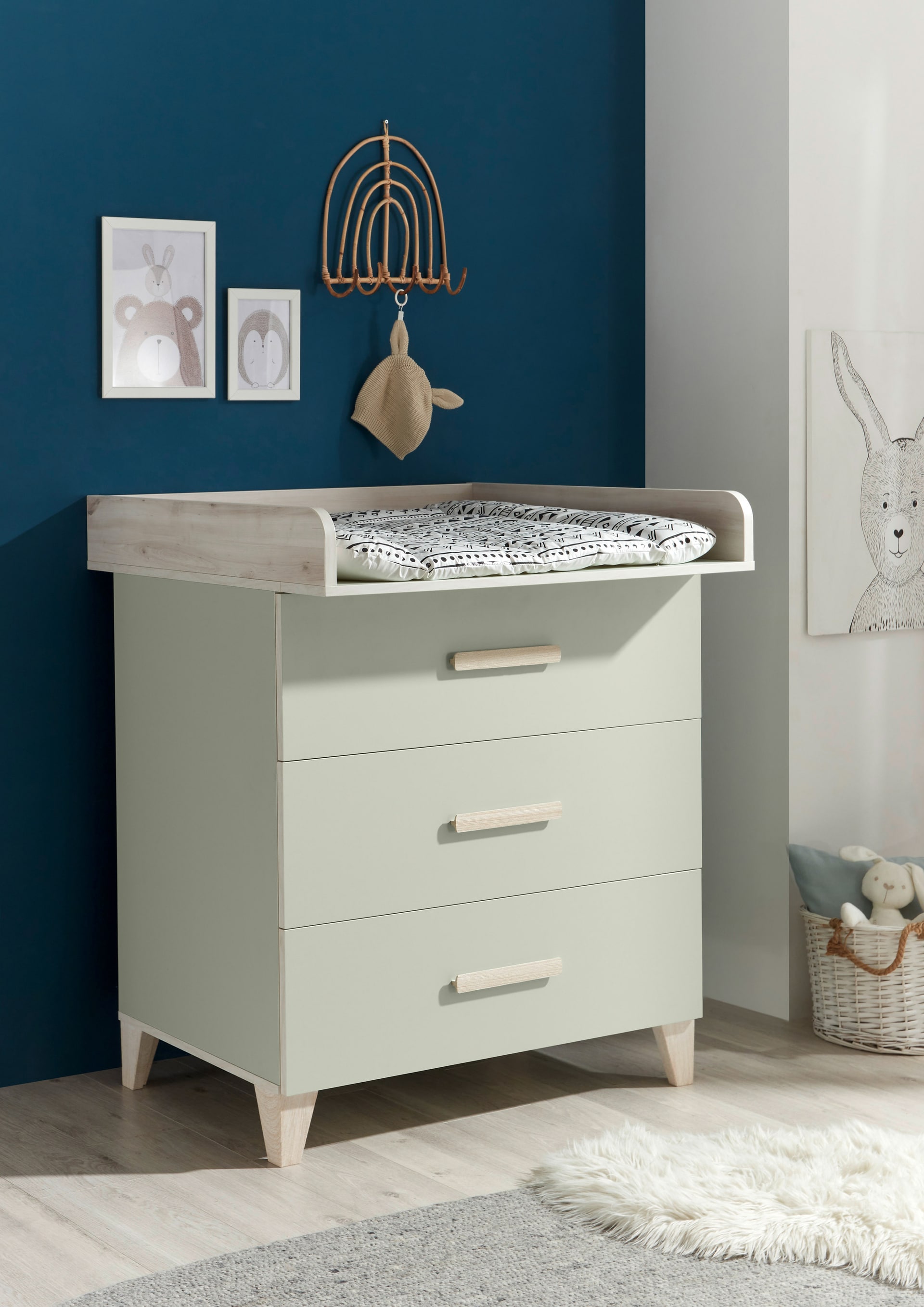 Wickelkommode PRIZZI pastellgrün/ braun