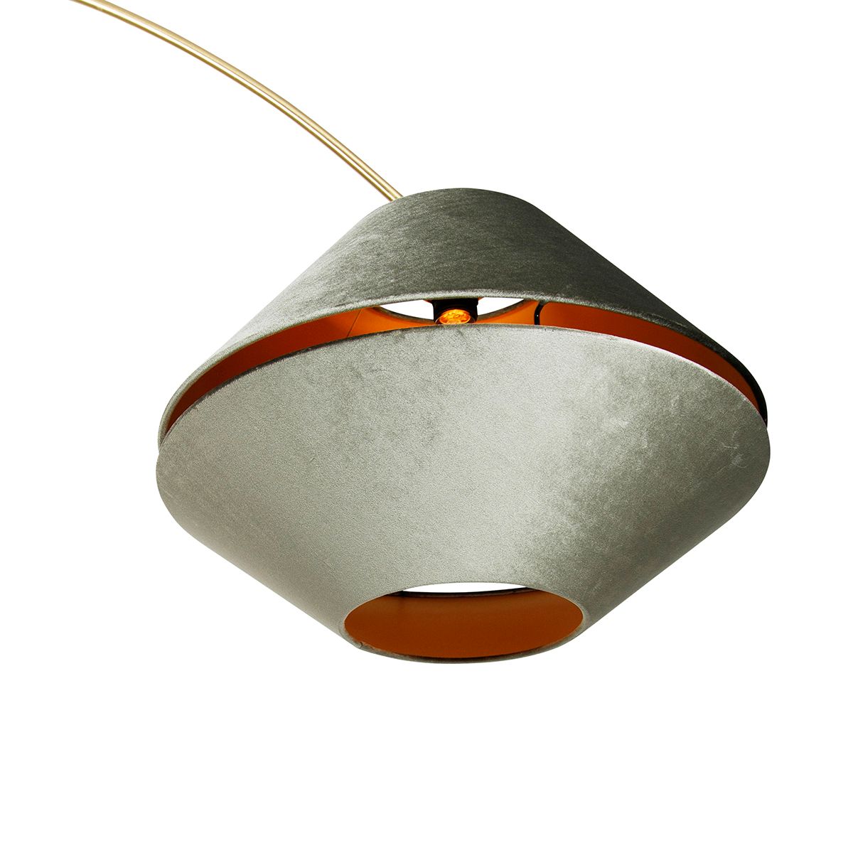 Booglamp messing met wit met dubbele velours kap groen - XXL