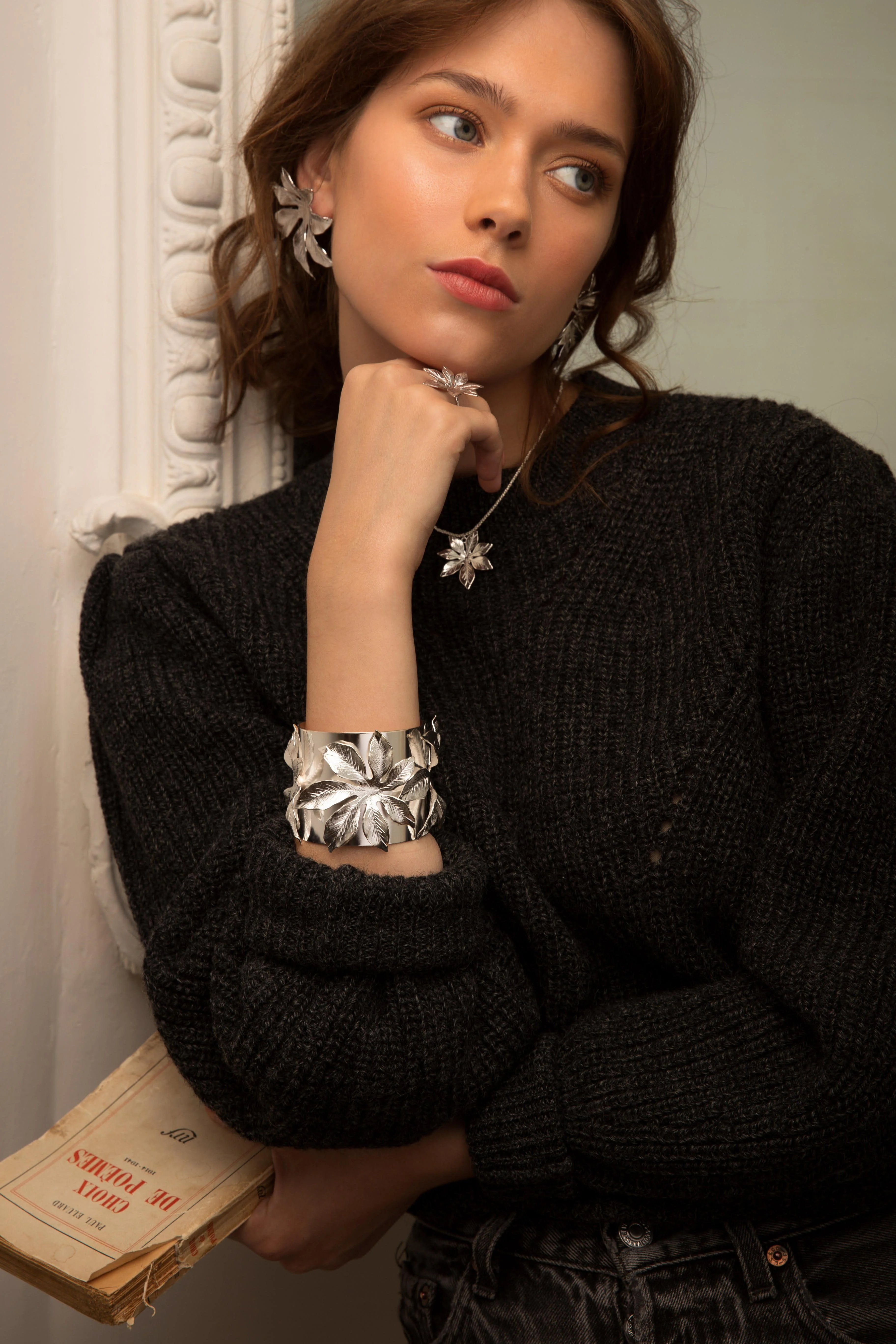 CHLORIS - Maxi bague fleur plaqué argent | Argent