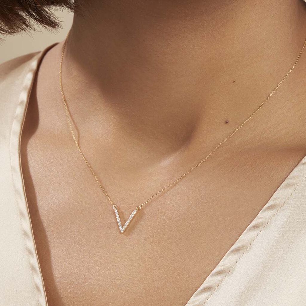 Collier Celene Or Jaune Oxyde De Zirconium