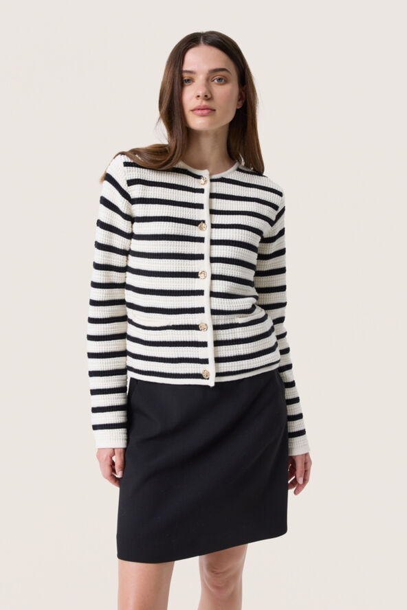 Soaked in Luxury SLMusling Jacket Black and white stripe