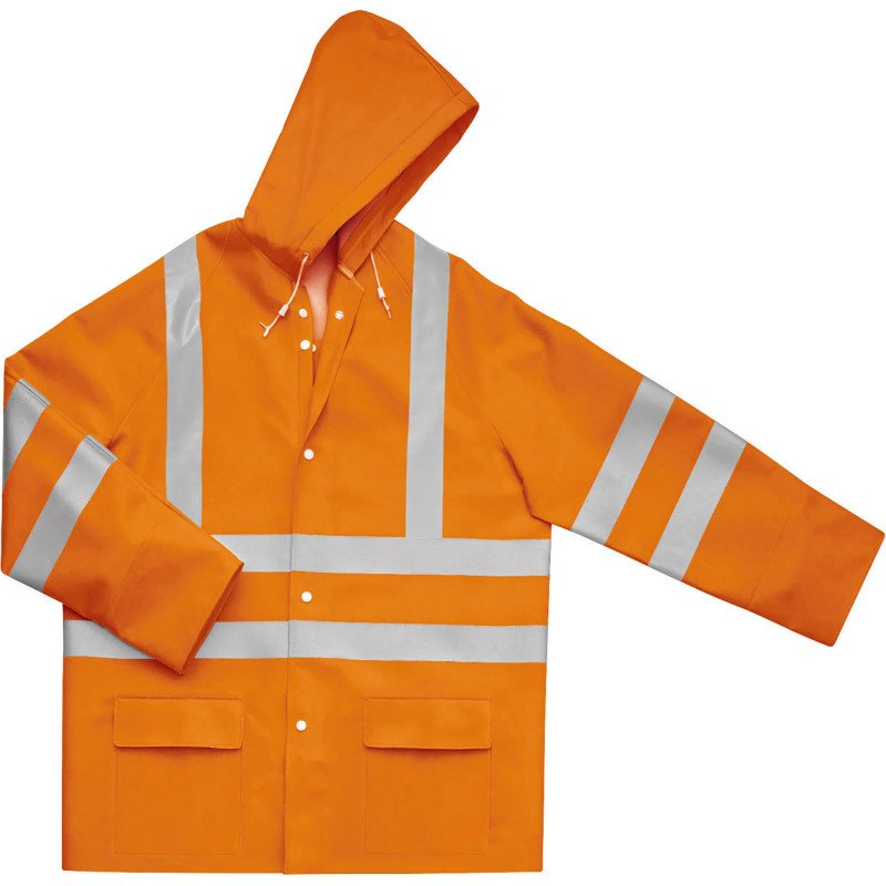 Veste de pluie haute visibilité orange fluo