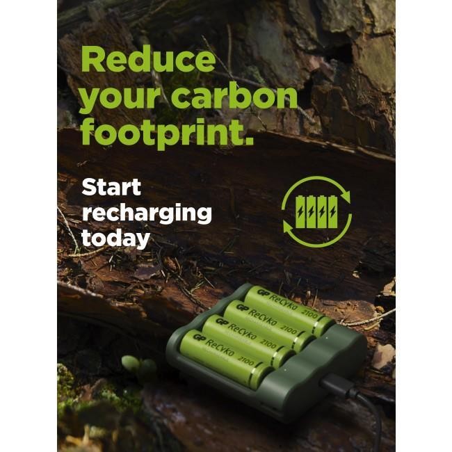 GP - ReCyko Everyday-batteriladar (USB), inkl. 4st AAA 850mAh NiMH-batterier