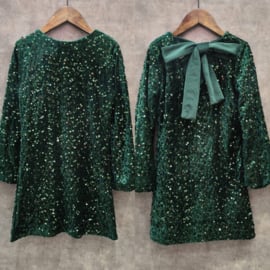 Green paillet & bow dress