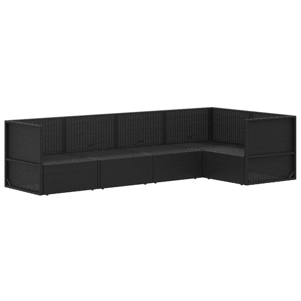 Salon de jardin meuble d'extérieur ensemble de mobilier 5 pièces avec coussins noir résine tressée