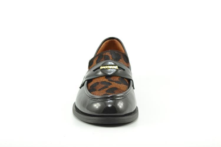 Babouche G-Merel-21 zwart combinatie [black/dk.brown leopardo]