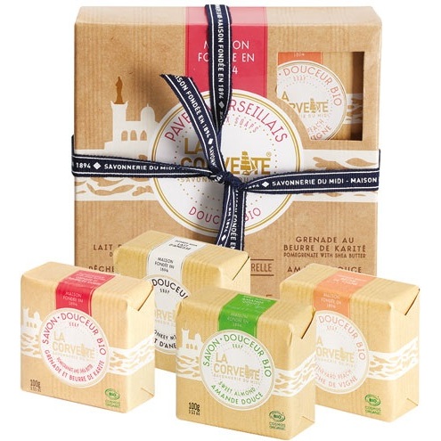 Coffret - pavés Marseillais - douceur Bio- comprenant 4 savonettes