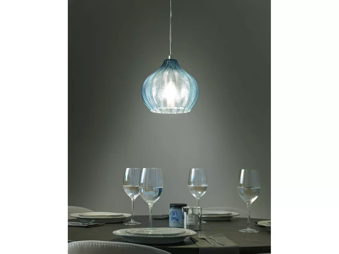 Lampe suspension KEILA Verre Bleu