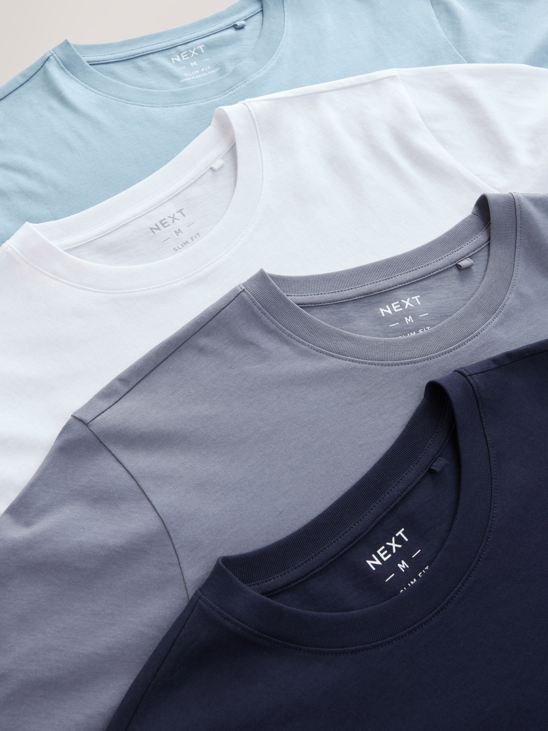Blauw/marineblauw/wit/staal - Slim Fit - Verpakking met 4 T-shirts