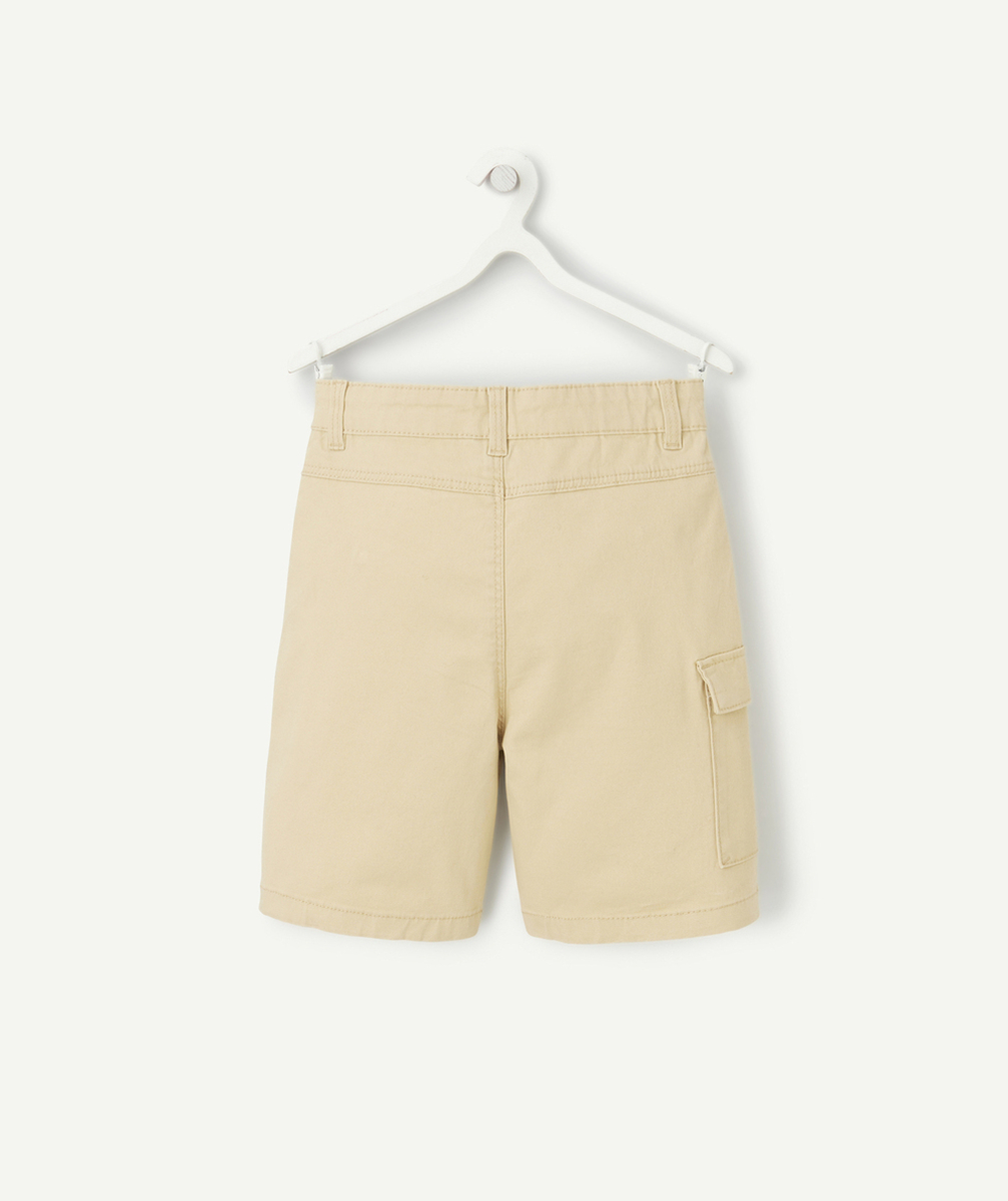 BERMUDA DROIT GARÇON BEIGE AVEC POCHES CARGO