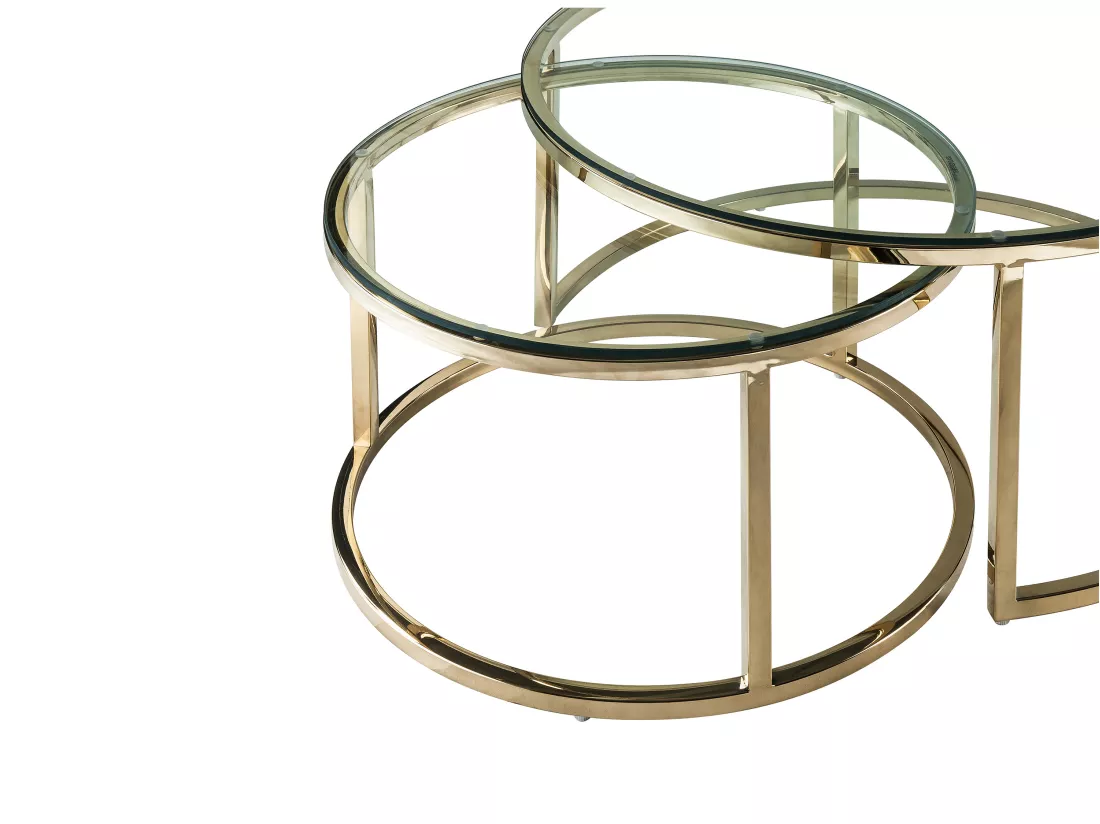 Tables basses gigognes en verre trempé et acier inoxydable - Doré - MAEVANE II de Pascal MORABITO