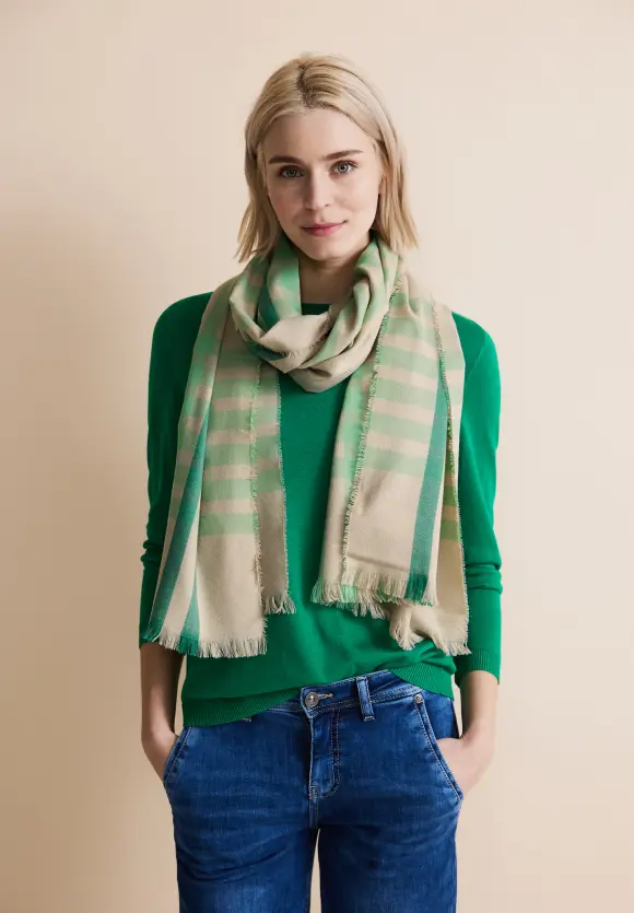 Schal mit Fransen - spring sand melange