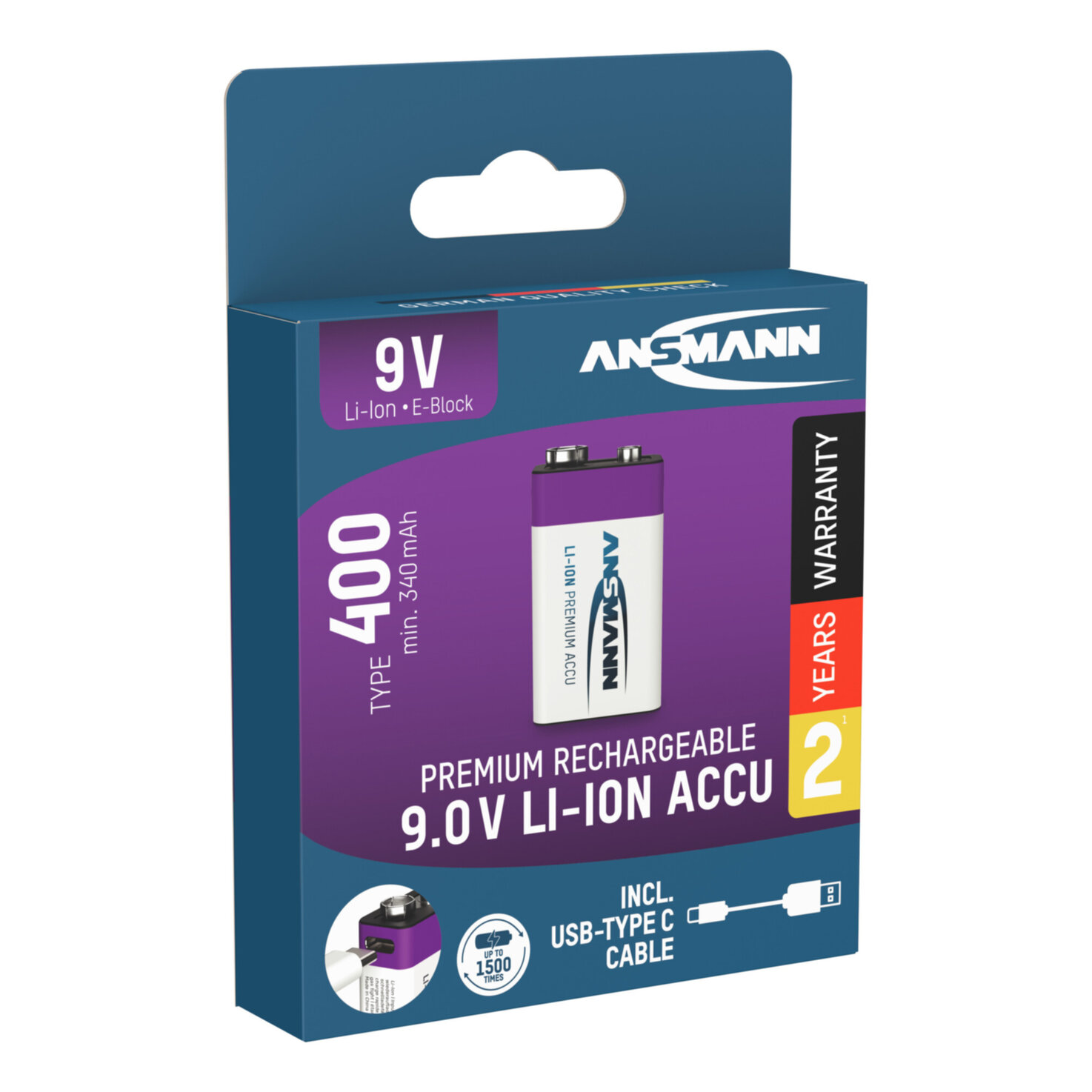 Ansmann Li-Ion Akku E-9V USB-C