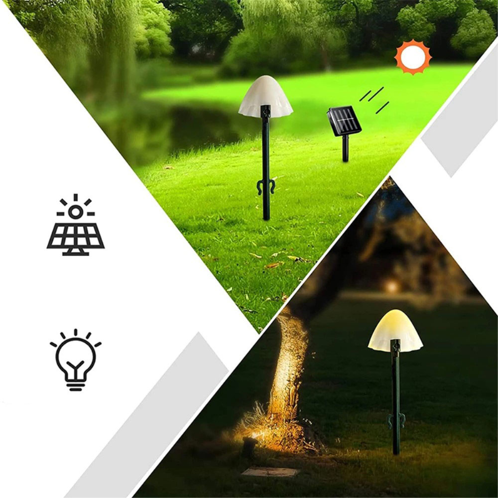 (3.5m) 10 LED's Deko Solar Lichterkette Pilz Outdoor Beleuchtung IP65 - Warmweiss