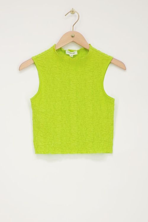 Limegroene mouwloze top bubble
