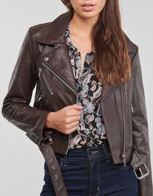 Only - ONLNEWVERA FAUX LEATHER BIKER CC OTW - Marron