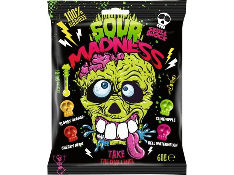 Argo Gummibonbons Sour Madness 60 g Saure Halloween-Fruchtgummis in Totenkopf-Form