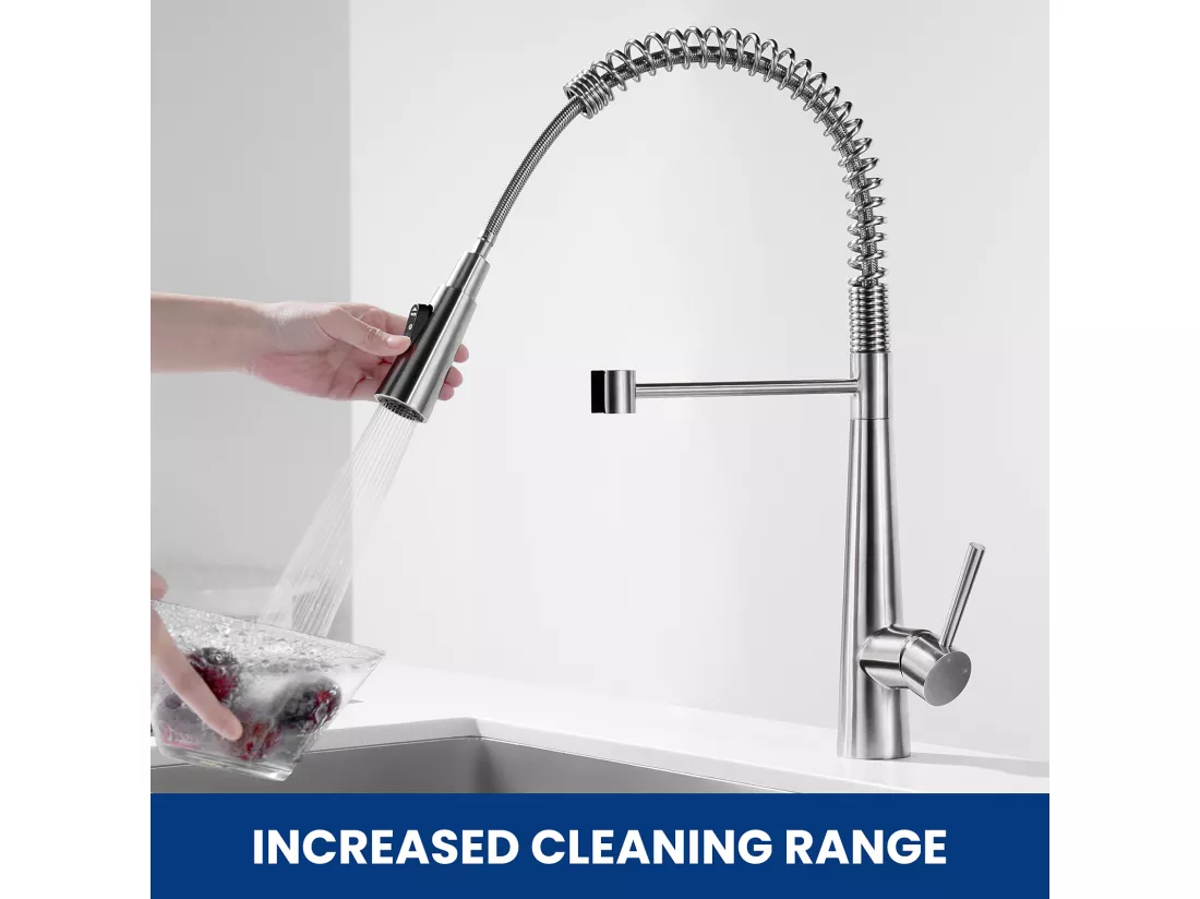 Cecipa max Mitigeur de Cuisine à Ressort avec Douchette Extensible, Mitigeur Ressort avec 3 Modes de Sortie D'eau, Robinet en Inox Brossé,EU Modèle