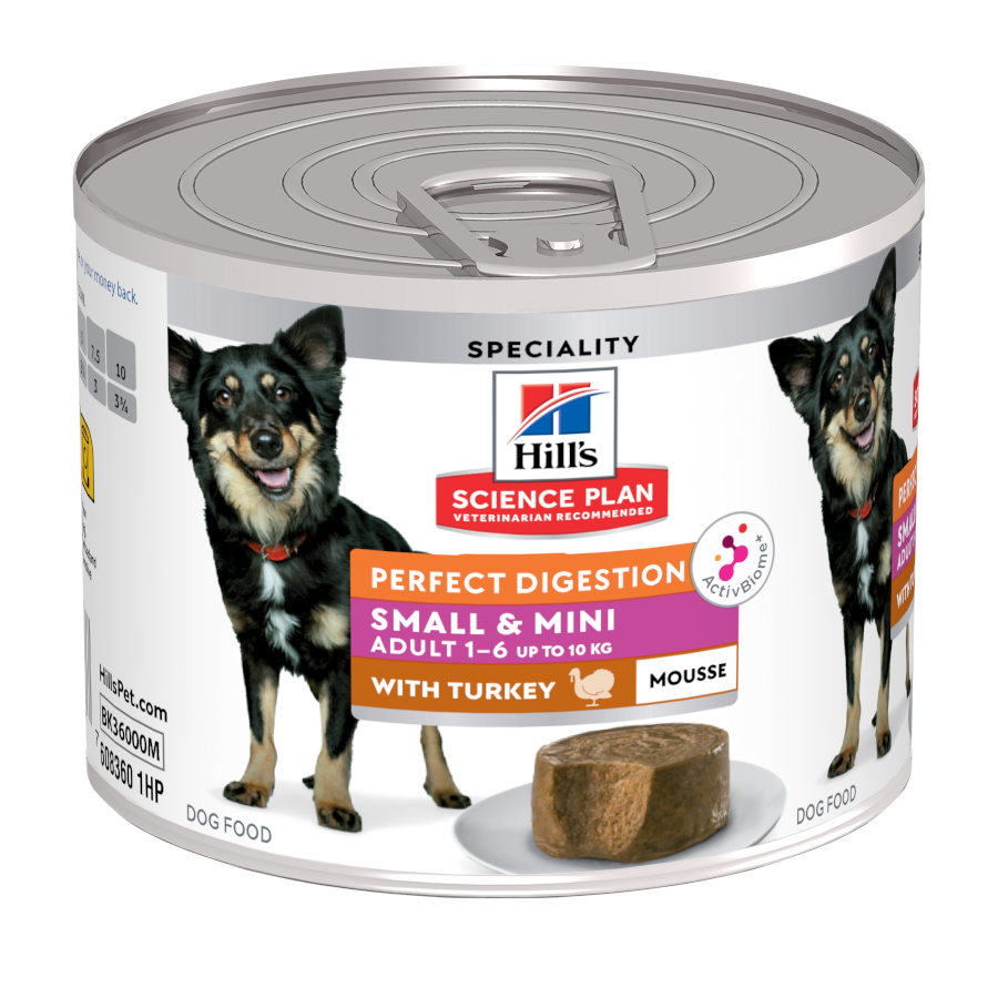 Hill's Science Plan Adult Small & Mini Perfect Digestion Mousse de Pavão lata para cães