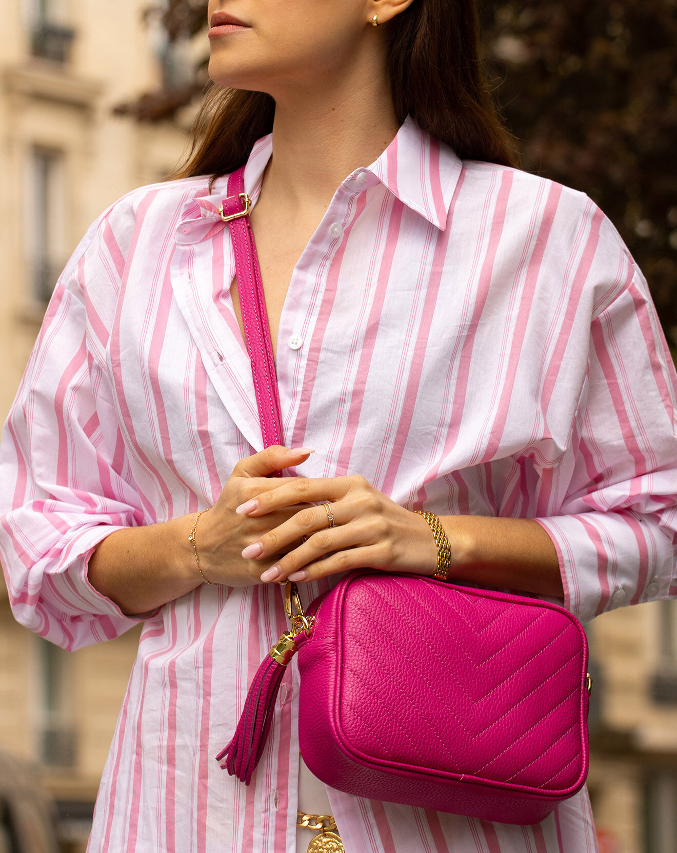 Victor & Hugo Sac bandoulière en Cuir Nat fushia - 20x15x6 cm