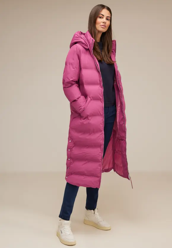 Langer Wintermantel - peony red