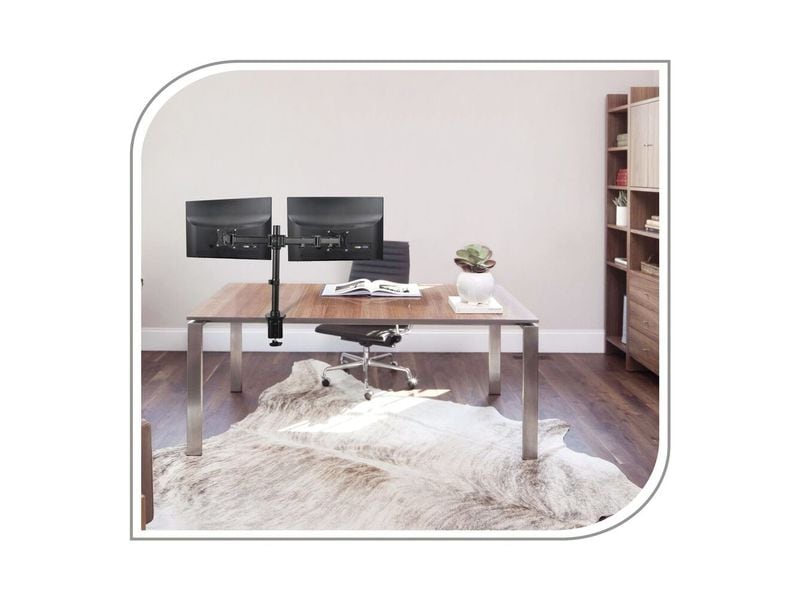 PureMounts Tischhalterung PM-OFFICE-02 bis 8 kg – Schwarz Ergonomische Tischhalterung für zwei Monitore von 13 bis 27