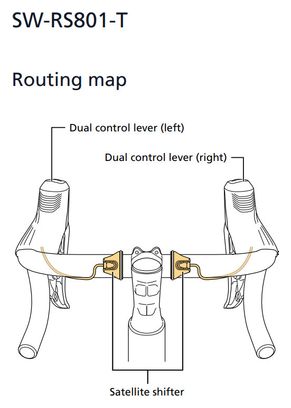 Paire de Manettes Satellites Shimano Di2 SW-RS801-T (Tops) Câble Long (260 mm)