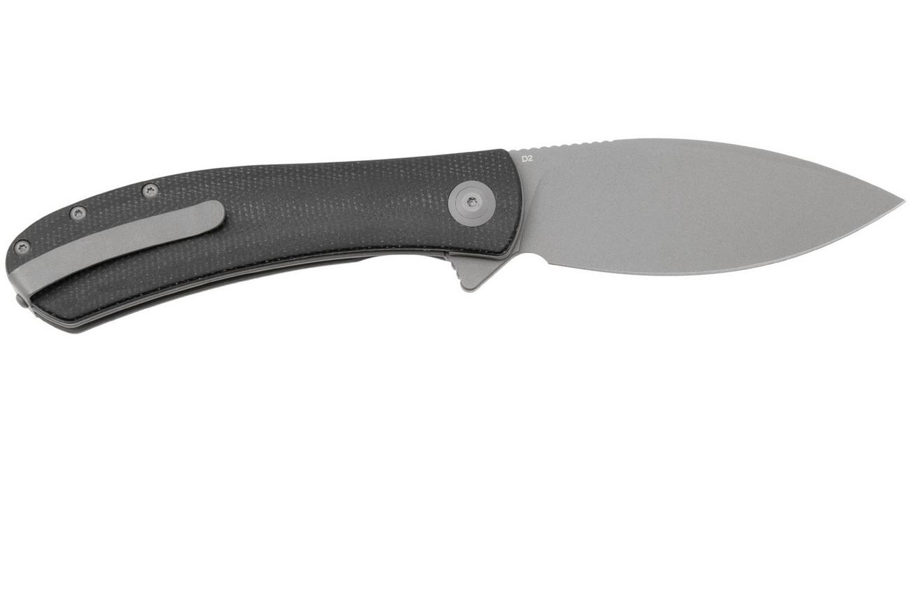 Trollsky Knives Mandu XL MT008-XL Dark Bead Blast D2, Black Micarta zakmes