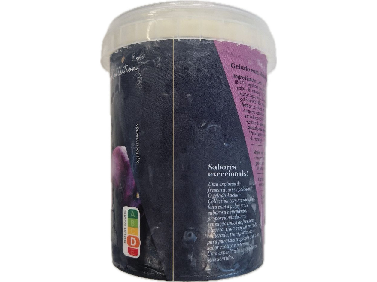 GELADO AUCHAN COLLECTION MARACUJÁ C/POLPA DA FRUTA 450ML