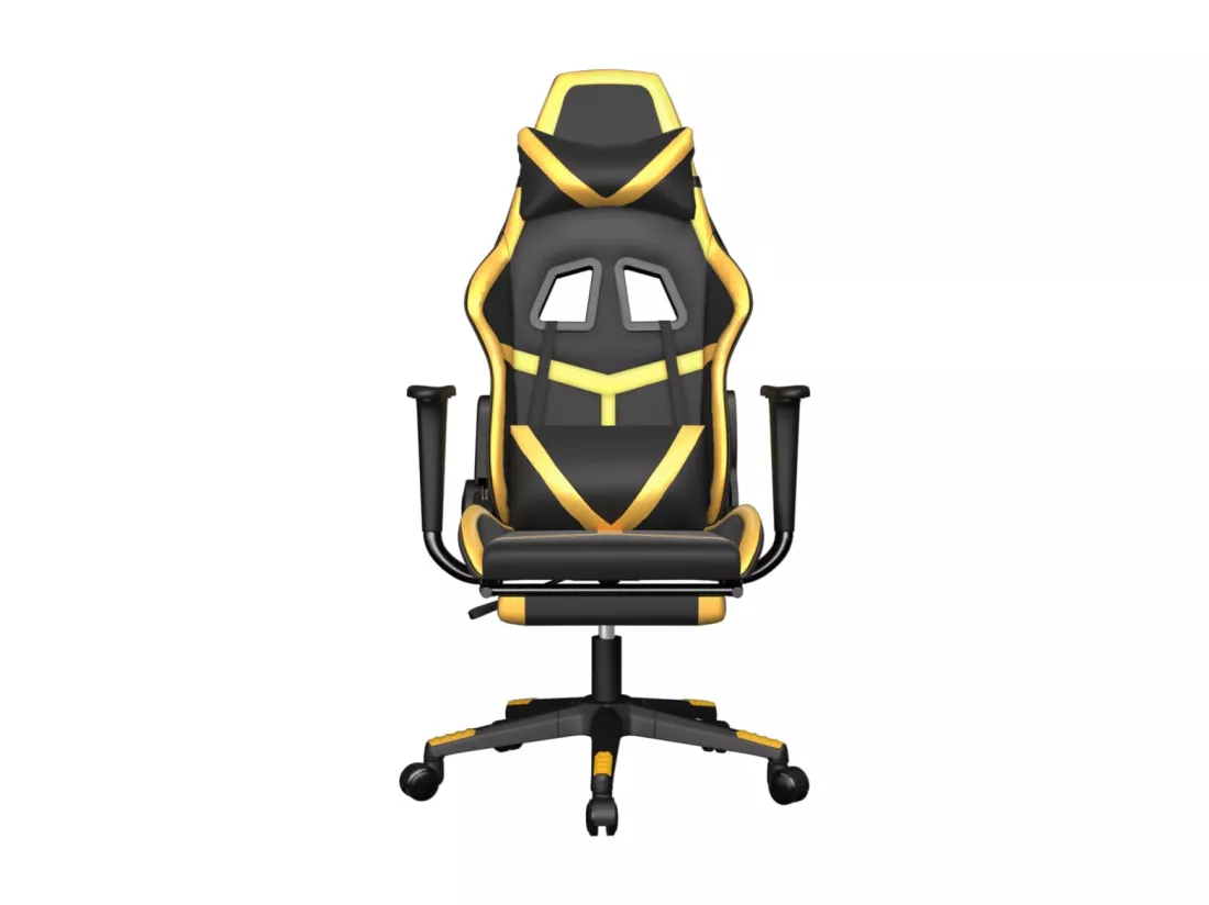 Chaise de jeu de massage avec repose-pied Noir&Doré Similicuir
