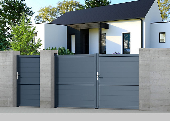 Portillon Jardimat aluminium Perth gris anthracite - 100 x h.170 cm