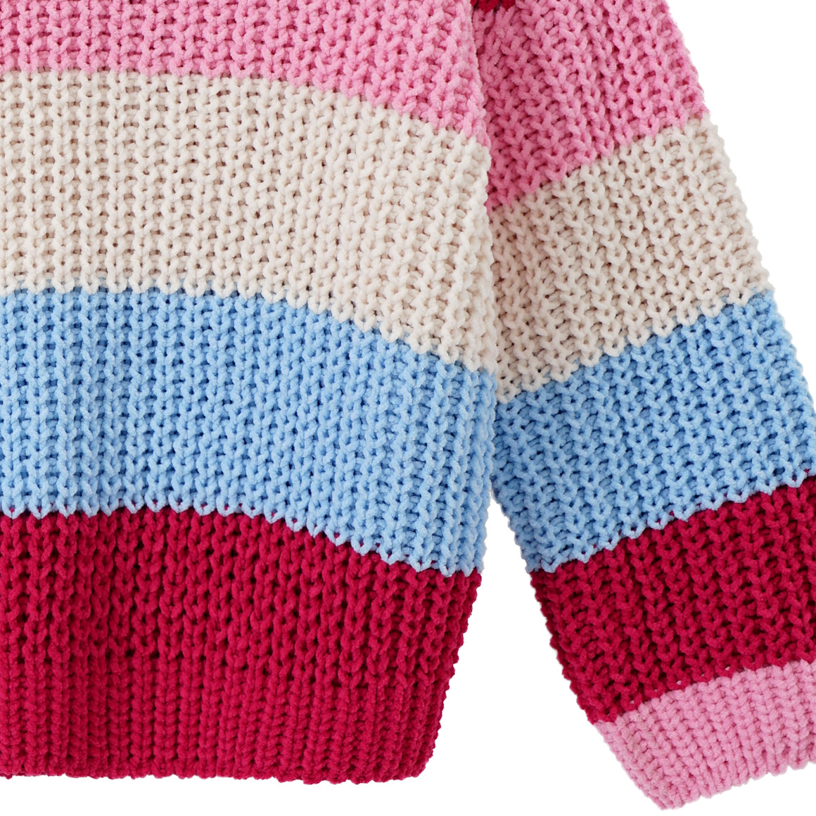 Topolino Mädchen Strickpullover mit Blockstreifen pink / creme / hellblau