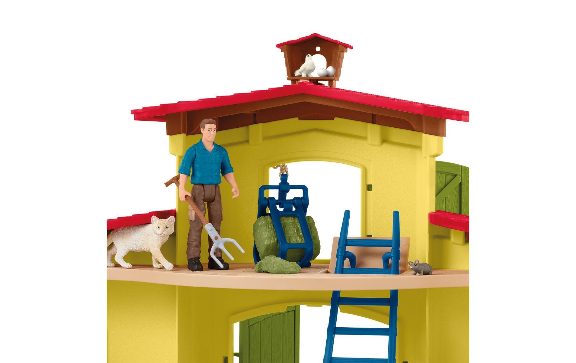 Spielfigurenset Farm World Stall mit Tieren und ZubehörBauernhof-Spielset