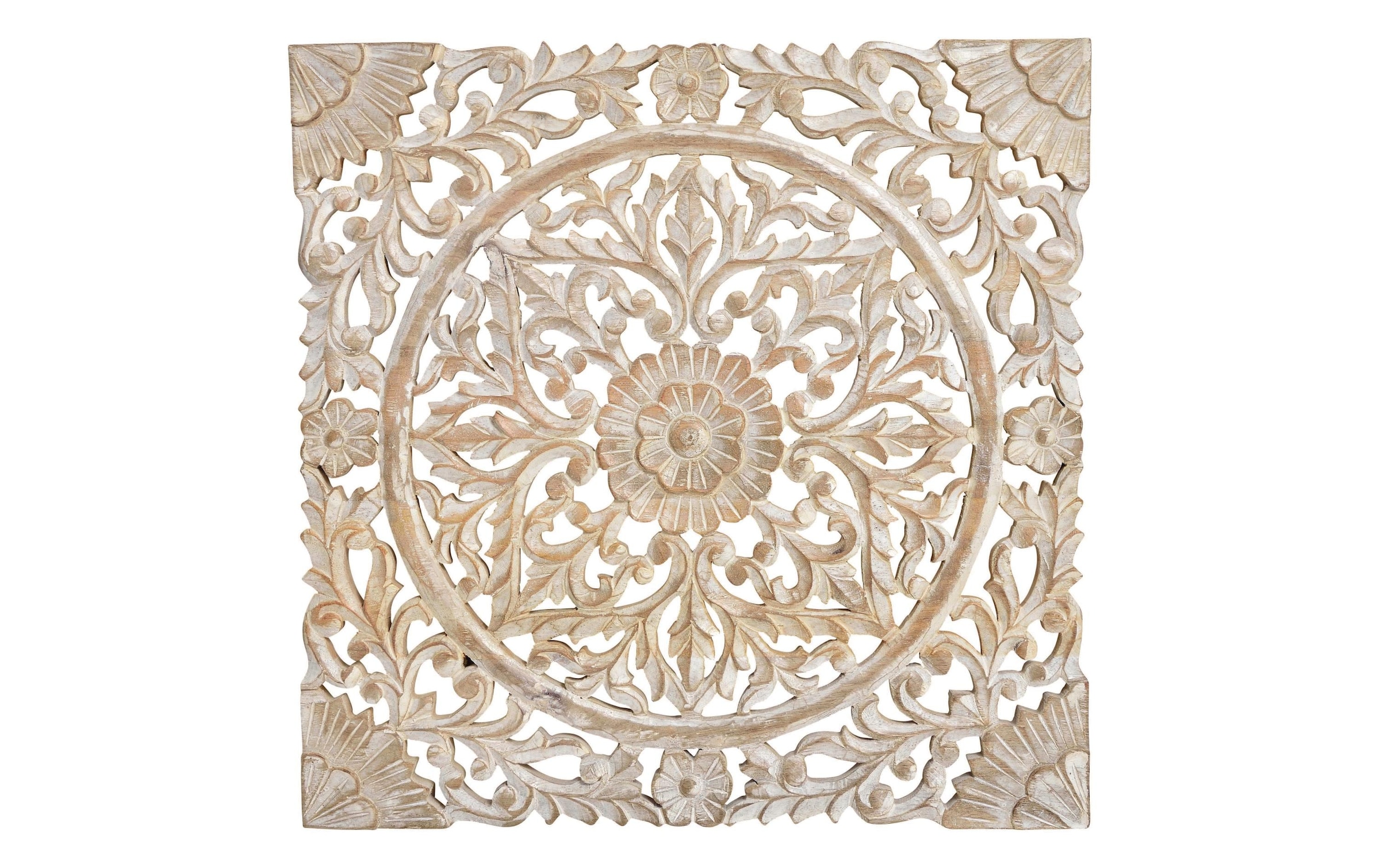 Wanddekoobjekt »Bild Mandala 3D Weiss« Holzart: Mango (Indien)