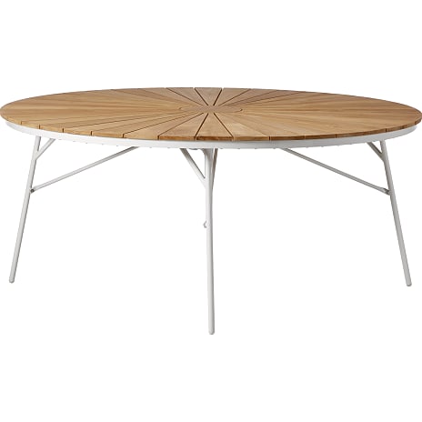 Kerteminde teak havebord Ø170 cm, hvidt stel